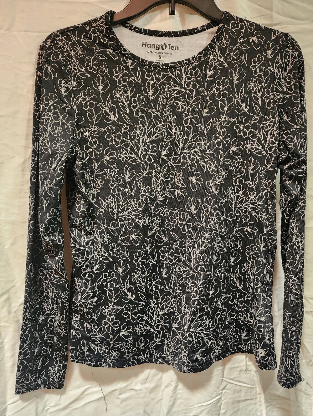 Hang Ten UPF SUN PROTECTION Black Long-Sleeve Floral Crew Top